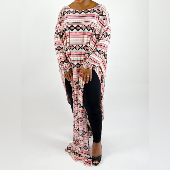 Multicolor Aztec Boho Print Maxi Kaftan Dress - Picture 7 of 7